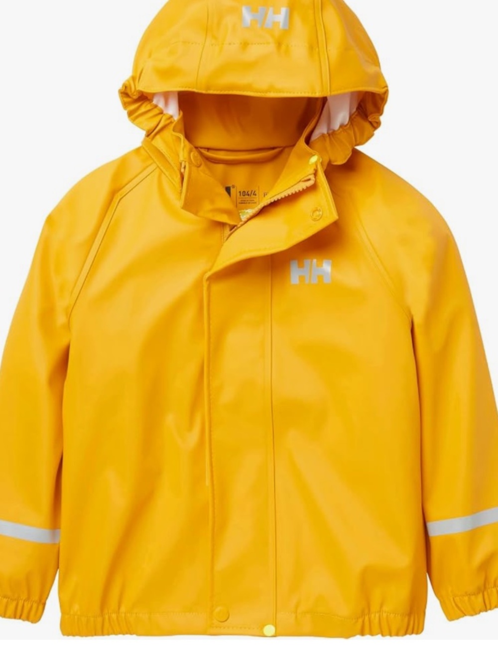 New Helly Hansen Bright Yellow Kids' Waterproof Rain Jacket with Hood size 7